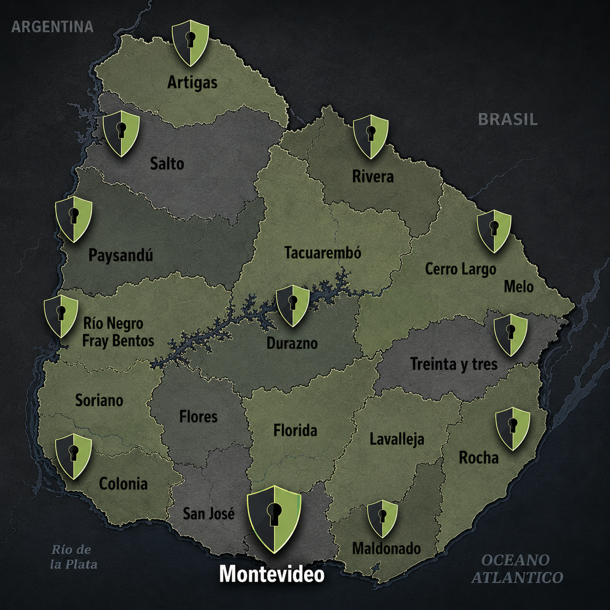 Mapa de Uruguay - Presencia Conexus Hub